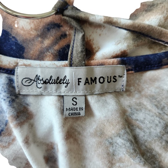 Absolutely Famous Neutral Tie Dye 3/4 Sleeve Top Size Small - Picture 7 of 11